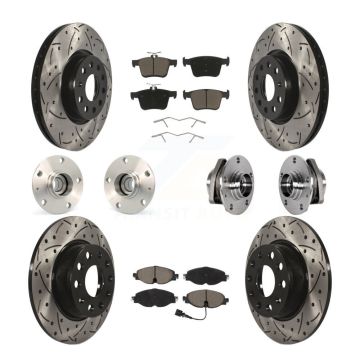 Front Rear Hub Bearing Coated Brake Rotor And Pad Kit (10Pc) For Audi A3 Sportback e-tron KBB-123860