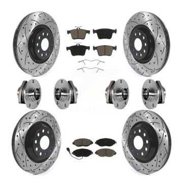 Front Rear Hub Bearings Coated Disc Brake Rotors And Ceramic Pads Kit (10Pc) For Audi S3 KBB-123862