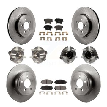 Front Rear Hub Bearing Brake Rotor & Pad Kit (10Pc) For 15-18 Dodge Charger RWD with 3.6L KBB-123879