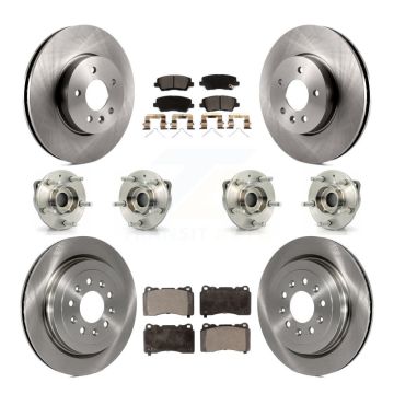 Front Rear Hub Bearings Disc Brake Rotors And Ceramic Pads Kit (10Pc) For Cadillac ATS KBB-123881