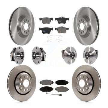 Front Rear Hub Bearing Disc Brake Rotor & Pad Kit (10Pc) For Volkswagen Golf R Audi S3 A3 KBB-123884