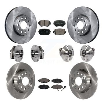 Front Rear Hub Bearing Disc Brake Rotor Pad Kit (10Pc) For Volkswagen Golf SportWagen AWD KBB-123885