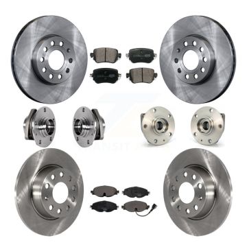 Front Rear Hub Bearing Disc Brake Rotor Pad Kit (10Pc) For Volkswagen Golf SportWagen AWD KBB-123886