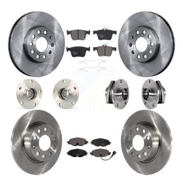 Front Rear Hub Bearing Disc Brake Rotor And Ceramic Pads Kit (10Pc) For 2016 Audi A3 2.0L KBB-123892