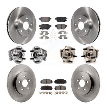 Front Rear Hub Bearings Disc Brake Rotors And Ceramic Pads Kit (10Pc) For Lexus CT200h KBB-123901