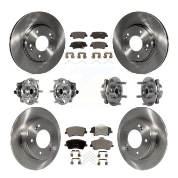 Front Rear Hub Bearing Disc Brake Rotor Pad Kit (10Pc) For 2017-2020 Hyundai Elantra 2.0L KBB-123907