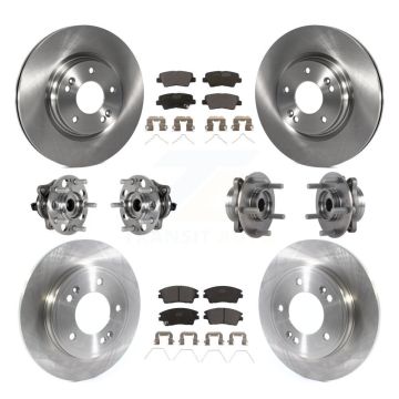 Front Rear Hub Bearing Disc Brake Rotor Pad Kit (10Pc) For 2017-2020 Hyundai Elantra 1.6L KBB-123908
