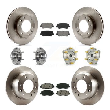 Front Rear Hub Bearing Disc Brake Rotor & Pad Kit (10Pc) For Kia Sedona Hyundai Entourage KBB-123911