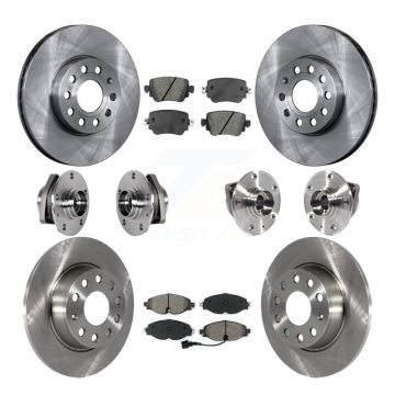 Front Rear Hub Bearing Disc Brake Rotor Pad Kit (10Pc) For Volkswagen Golf SportWagen AWD KBB-123915