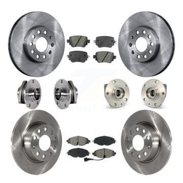 Front Rear Hub Bearing Disc Brake Rotor Pad Kit (10Pc) For Volkswagen Golf SportWagen AWD KBB-123916