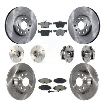 Front Rear Hub Bearing Assembly Disc Brake Rotor And Pad Kit (10Pc) For 2016 Audi A3 2.0L KBB-123920