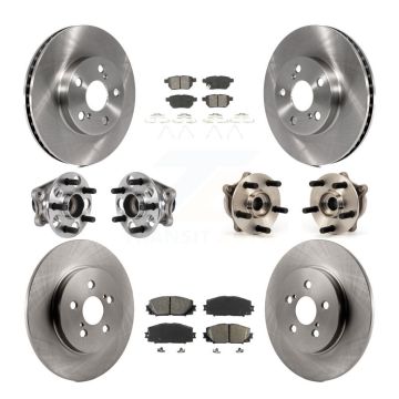Front Rear Hub Bearing Disc Brake Rotor And Semi-Metallic Pad Kit (10Pc) For Lexus CT200h KBB-123922