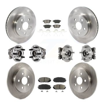 Front Rear Hub Bearings Disc Brake Rotors And Pads Kit (10Pc) For Toyota Prius Prime KBB-123923