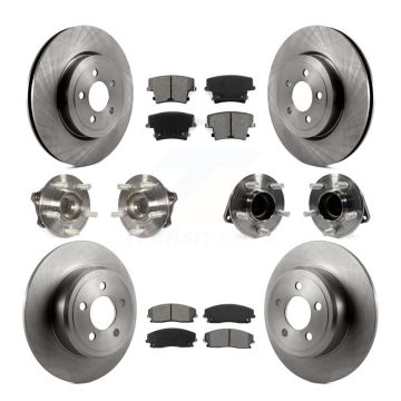 Front Rear Hub Bearing Brake Rotor & Pad Kit (10Pc) For 15-18 Dodge Charger RWD with 3.6L KBB-123926