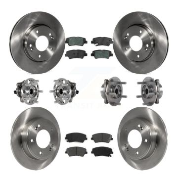 Front Rear Hub Bearing Disc Brake Rotor Pad Kit (10Pc) For 2017-2020 Hyundai Elantra 2.0L KBB-123928