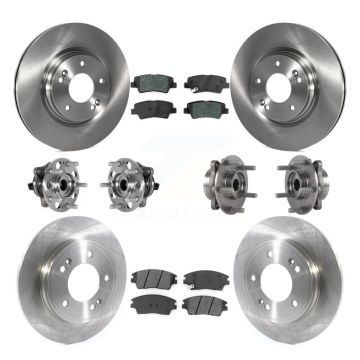 Front Rear Hub Bearing Disc Brake Rotor Pad Kit (10Pc) For 2017-2020 Hyundai Elantra 1.6L KBB-123929