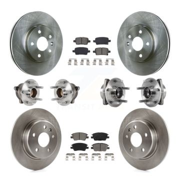Front Rear Hub Bearing Disc Brake Rotor & Pad Kit (10Pc) For Chevrolet Cruze Volt Bolt EV KBB-123930