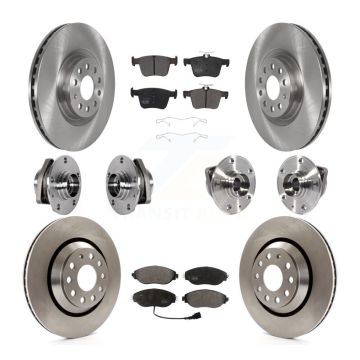 Front Rear Hub Bearing Disc Brake Rotor & Pad Kit (10Pc) For Volkswagen Golf R Audi S3 A3 KBB-123947