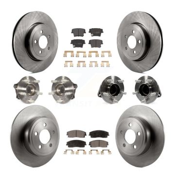 Front Rear Hub Bearing Brake Rotor & Pad Kit (10Pc) For 15-18 Dodge Charger RWD with 3.6L KBB-123950