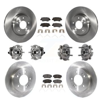 Front Rear Hub Bearing Disc Brake Rotor Pad Kit (10Pc) For 2017-2020 Hyundai Elantra 1.6L KBB-123951