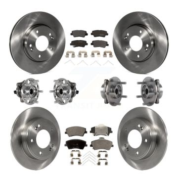 Front Rear Hub Bearing Disc Brake Rotor Pad Kit (10Pc) For 2017-2020 Hyundai Elantra 2.0L KBB-123952