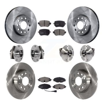 Front Rear Hub Bearing Disc Brake Rotor Pad Kit (10Pc) For Volkswagen Golf SportWagen AWD KBB-123953