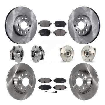 Front Rear Hub Bearing Disc Brake Rotor Pad Kit (10Pc) For Volkswagen Golf SportWagen AWD KBB-123954