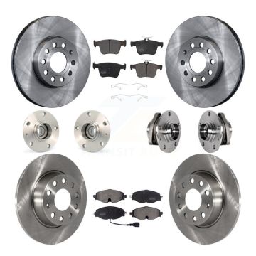 Front Rear Hub Bearing Assembly Disc Brake Rotor And Pad Kit (10Pc) For 2016 Audi A3 2.0L KBB-123958