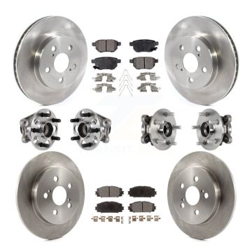 Front Rear Hub Bearings Disc Brake Rotors And Pads Kit (10Pc) For Toyota Prius Prime KBB-123960