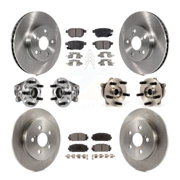 Front Rear Hub Bearing Disc Brake Rotor And Semi-Metallic Pad Kit (10Pc) For Lexus CT200h KBB-123962