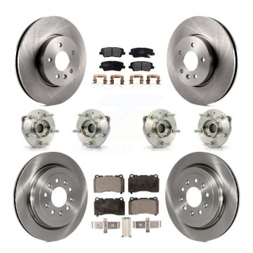 Front Rear Hub Bearing Disc Brake Rotor And Semi-Metallic Pad Kit (10Pc) For Cadillac ATS KBB-123965