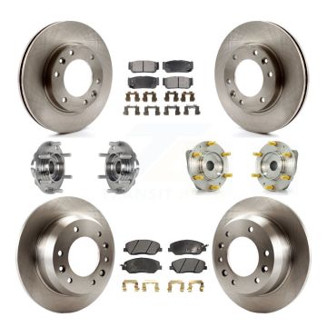 Front Rear Hub Bearing Disc Brake Rotor & Pad Kit (10Pc) For Hyundai Entourage Kia Sedona KBB-123968
