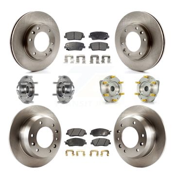 Front Rear Hub Bearing Disc Brake Rotor & Pad Kit (10Pc) For Kia Sedona Hyundai Entourage KBB-123969
