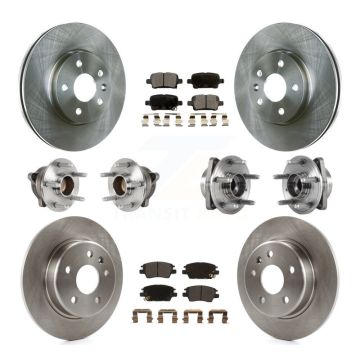 Front Rear Hub Bearing Disc Brake Rotor & Pad Kit (10Pc) For Chevrolet Cruze Volt Bolt EV KBB-123972
