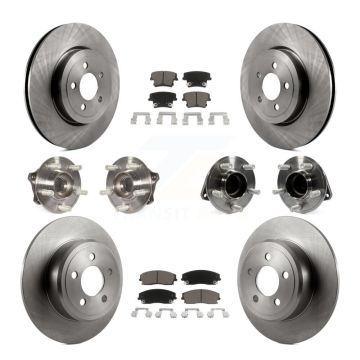 Front Rear Hub Bearing Brake Rotor & Pad Kit (10Pc) For 15-18 Dodge Charger RWD with 3.6L KBB-123986