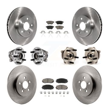 Front Rear Hub Bearings Disc Brake Rotors And Ceramic Pads Kit (10Pc) For Lexus CT200h KBB-123996