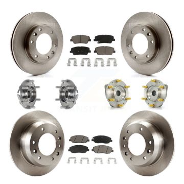 Front Rear Hub Bearing Disc Brake Rotor & Pad Kit (10Pc) For Kia Sedona Hyundai Entourage KBB-123998