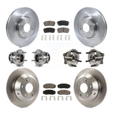 Front Rear Hub Bearings Disc Brake Rotors And Pads Kit (10Pc) For 2015-2021 Kia Sedona KBB-124004