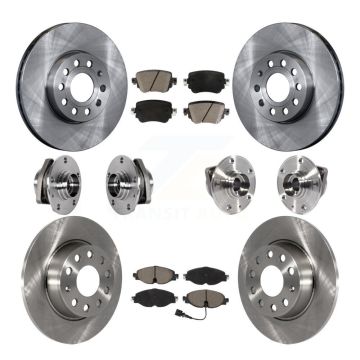 Front Rear Hub Bearing Disc Brake Rotor Pad Kit (10Pc) For Volkswagen Golf SportWagen AWD KBB-124005