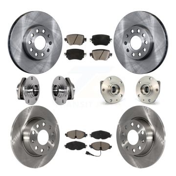 Front Rear Hub Bearing Disc Brake Rotor Pad Kit (10Pc) For Volkswagen Golf SportWagen AWD KBB-124006