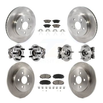 Front Rear Hub Bearing Disc Brake Rotor And Ceramic Pad Kit (10Pc) For Toyota Prius Prime KBB-124010