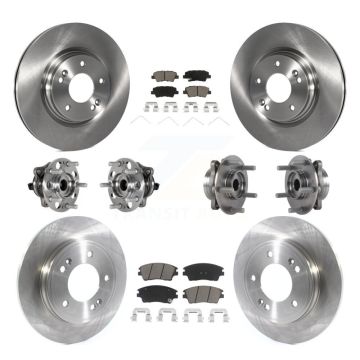 Front Rear Hub Bearing Disc Brake Rotor Pad Kit (10Pc) For 2017-2020 Hyundai Elantra 1.6L KBB-124013