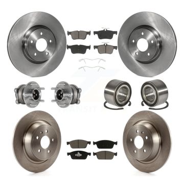 Front Rear Hub Bearings Disc Brake Rotors And Pads Kit (10Pc) For Ford Escape Lincoln MKC KBB-124045