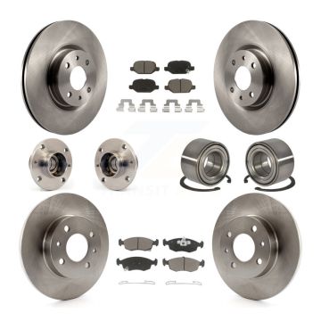 Front Rear Hub Bearing Assembly Disc Brake Rotor And Ceramic Pads Kit (10Pc) For Fiat 500 KBB-124083