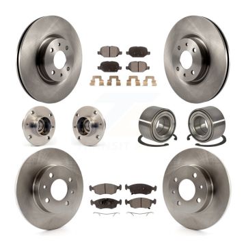 Front Rear Hub Bearings Disc Brake Rotors And Semi-Metallic Pads Kit (10Pc) For Fiat 500 KBB-124104