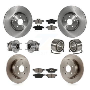 Front Rear Hub Bearing Brake Rotor Pad Kit (10Pc) For 2013-2016 Ford Escape FWD with 2.0L KBB-124213