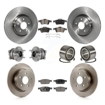 Front Rear Hub Bearing Brake Rotor Pad Kit (10Pc) For 2013-2016 Ford Escape FWD with 2.0L KBB-124304