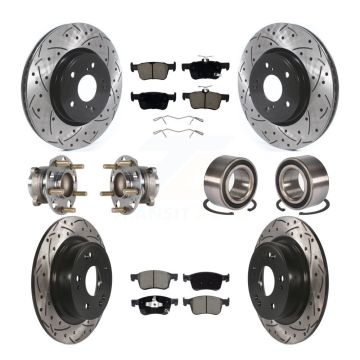 Front Rear Wheel Hub Bearing Coated Disc Brake Rotor And Pads Kit (10Pc) For Honda Accord KBB-124339