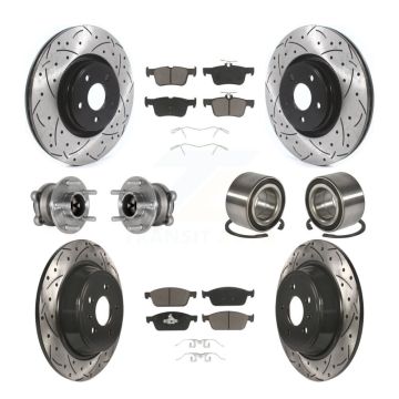 Front Rear Hub Bearing Coated Disc Brake Rotor And Ceramic Pad Kit (10Pc) For Lincoln MKC KBB-124353
