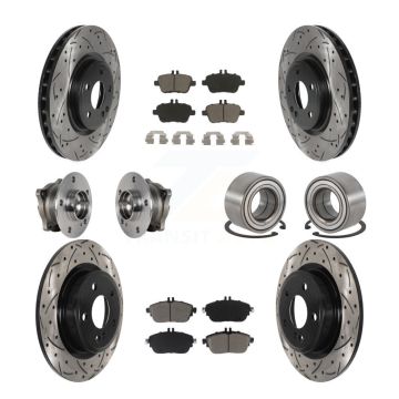 Front Rear Hub Bearing Coated Brake Rotor Pads Kit (10Pc) For Mercedes-Benz GLA250 CLA250 KBB-124360